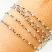 Coated Green Moonstone Oxidized Wire Chain